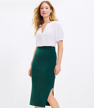 Petite Ribbed Side Slit Midi Sweater Skirt