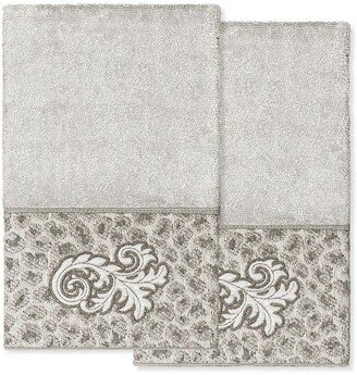 April Embellished Hand Towel - Set of 2 - Light Gray