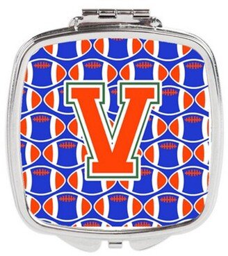 CJ1083-VSCM Letter V Football Green, Blue & Orange Compact Mirror