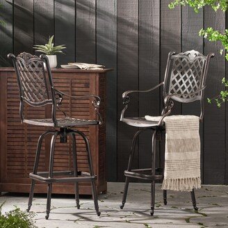 Avon Cast Aluminum Copper Outdoor Bar Stool by 22.00 D x 25.50 W x 49.75 H