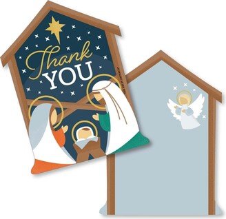 Big Dot Of Happiness Holy Nativity - Religious Christmas Shaped Thank You Cards with Envelopes 12 Ct