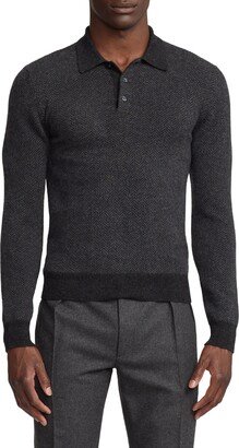 Herringbone Cashmere Polo Sweater