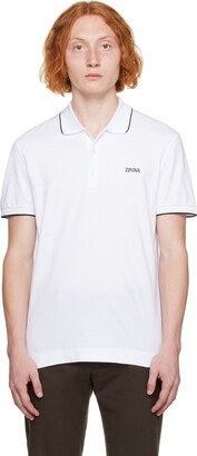 White Embroidered Polo-AB