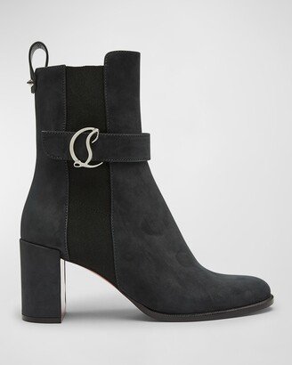 CL-Buckle Red Sole Leather Booties