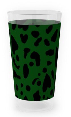 Outdoor Pint Glasses: Heart Cheetah Large Outdoor Pint Glass, Green