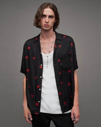 Tekisuto Lip Print Short Sleeve Shirt