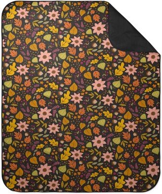 Picnic Blankets: Autumn Fall Floral - Dark Picnic Blanket, Multicolor