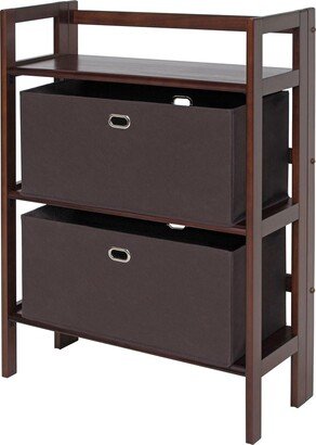 Torino 3-PC Set Folding Bookcase w/ Fabric Basket