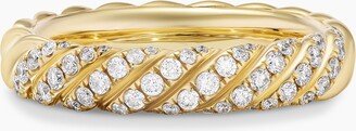Sculpted Cable Band Ring in 18K Yellow Gold with Diamonds Women's Size 5