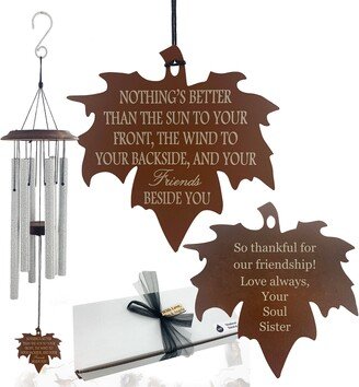 Friendship Gift Leaf Wind Chime Deep Tone Large 34 Inch With Direct Shipping For Friend By Weathered Raindrop