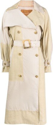 Sofie patchwork belted trench coat