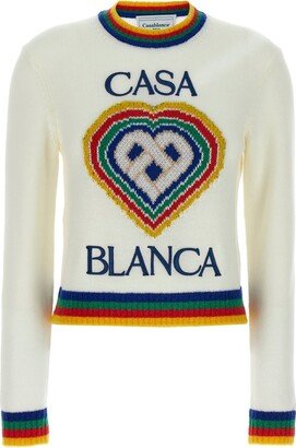 Heart Logo Intarsia-Knit Crewneck Jumper