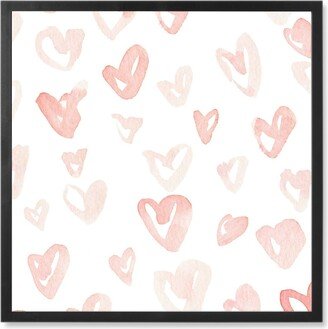 Photo Tiles: Pale Pink Hearts - Pink Photo Tile, Black, Framed, 8X8, Pink