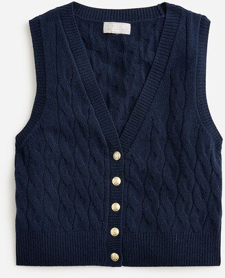 Cashmere cropped cable-knit sweater-vest