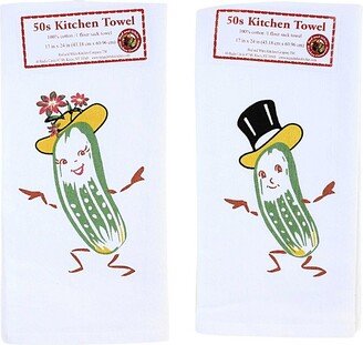 Red And White Kitchen Company Decorative Towel Mr & Mrs Pickle Towel Set - 2 Towels 24.00 Inches - 100% Cotton Kitchen Wedding - Vl122*Vl106 - Cotton - White