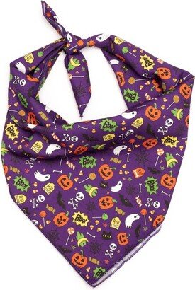 The Worthy Dog Fright Night Bandana Accessory - Purple - L