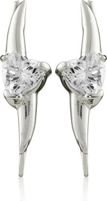 The Ear Pin Cubic Zirconias Heartshape Sterling Silver Earrings