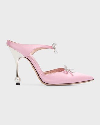 Satin Bow Stiletto Mule Pumps