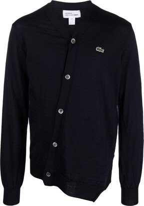 x Lacoste asymmetric wool cardigan