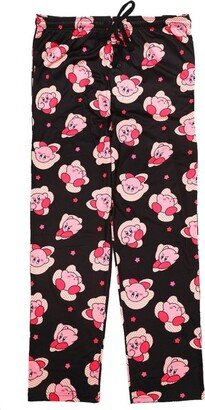 Kirby Character Print Men's Black Sleep Pajama Pants-XXL