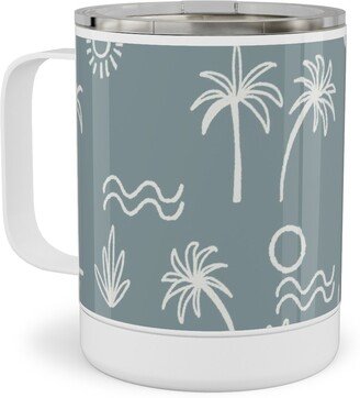 Travel Mugs: Summer Sun - Slate Stainless Steel Mug, 10Oz, Blue