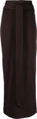 Belted Virgin-Wool Blend Maxi Skirt