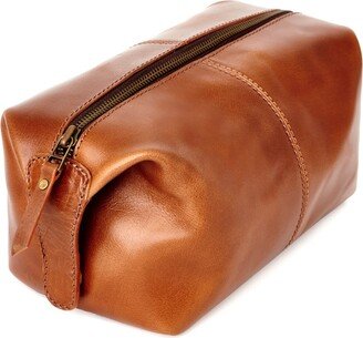 Vida Vida Classic Tan Leather Wash Bag