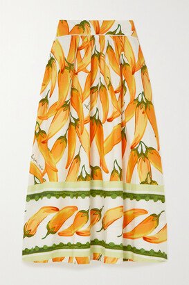 Peppers Printed Linen-blend Maxi Skirt - Yellow