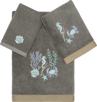 Linum Home Textiles Turkish Cotton Aaron Embellished Towel Set, 3 Piece