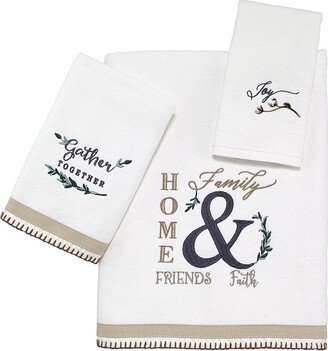 Modern Farmhouse 3 Pc Towel Set - White