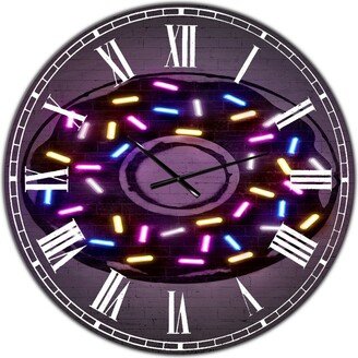 Designart Neon Sugar Fantasy Donut Large Modern Wall Clock - 36 x 36