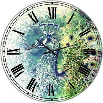 Designart Peacock Bliss Large Farmhouse Wall Clock - 36 x 36