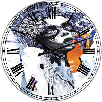 Designart Beautiful Urban Dreaming Girl Oversized Modern Wall Clock - 36 x 28 x 1