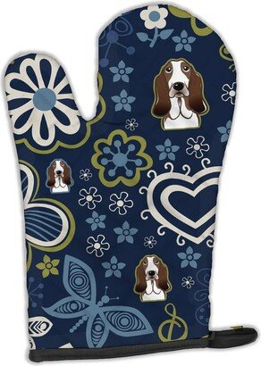 Blue Flowers Basset Hound Oven Mitt