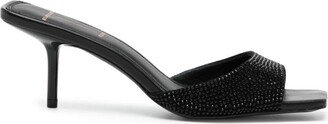 Onyx 70mm rhinestone mules