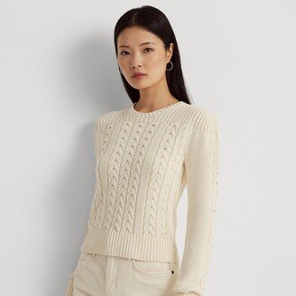 Ralph Lauren Cable-Knit Puff-Sleeve Sweater