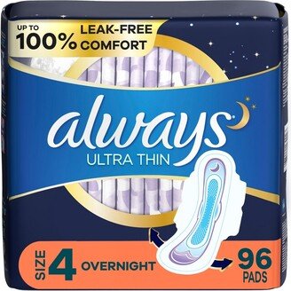 Always Ultra Thin Long with Wing Overnight Maxi Pads - Size 4