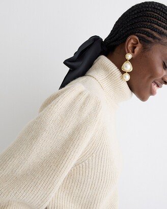 Cropped puff-sleeve turtleneck sweater