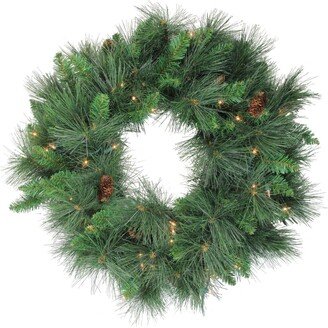 Northlight 24 Pre-Lit White Valley Pine Artificial Christmas Wreath - Clear Lights