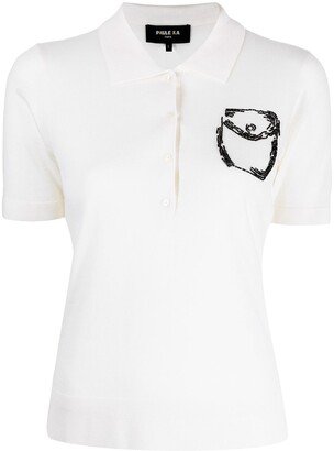 Bead-Embellished Pocket Polo Shirt