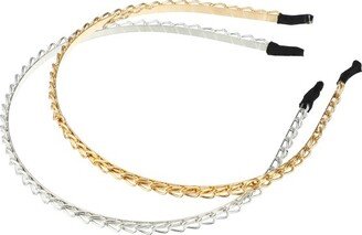 Unique Bargains Women's Metal Twisted Link Chain Shape Headbands Gold Tone Silver Tone 4.72x0.2 2 Pcs