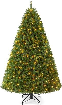 Pre-lit Ultra-Thick Artificial Christmas Tree Hinged Spruce Holiday Decoration, Green