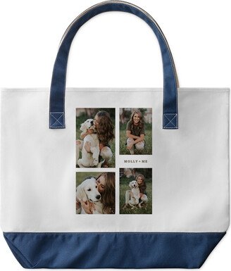 Large Tote Bags: Caption Gallery Of Four Large Tote, Navy, Photo Personalization, Large Tote, Multicolor