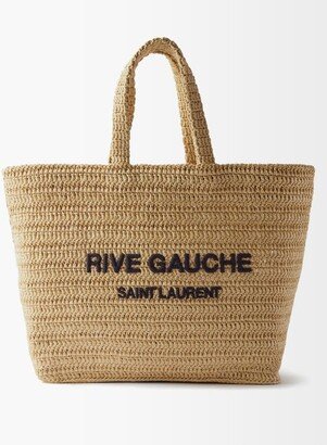 Rive Gauche Logo-embroidered Raffia Tote Bag