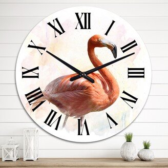 Designart 'Sideview Of A Pink Flamingo' Traditional wall clock