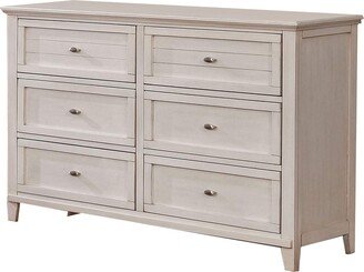 Dresser with 6 Drawers and Metal Pulls, Antique White