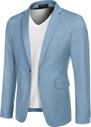 COOFANDY Blue Suit Jacket for Men Casual Summer Sports Coat Slim Fit Dress Up Jackets (Clear Blue M)