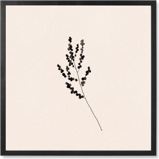 Photo Tiles: Delicate Berry Branch - Black Photo Tile, Black, Framed, 8X8, Beige