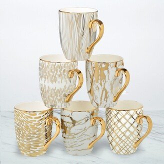 Matrix 6-Pc. Gold Plated Mugs - White/gold