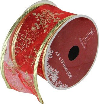 Northlight Club Pack of 12 Cranberry Red and Gold Snowflakes Christmas Craft Ribbon 2.5